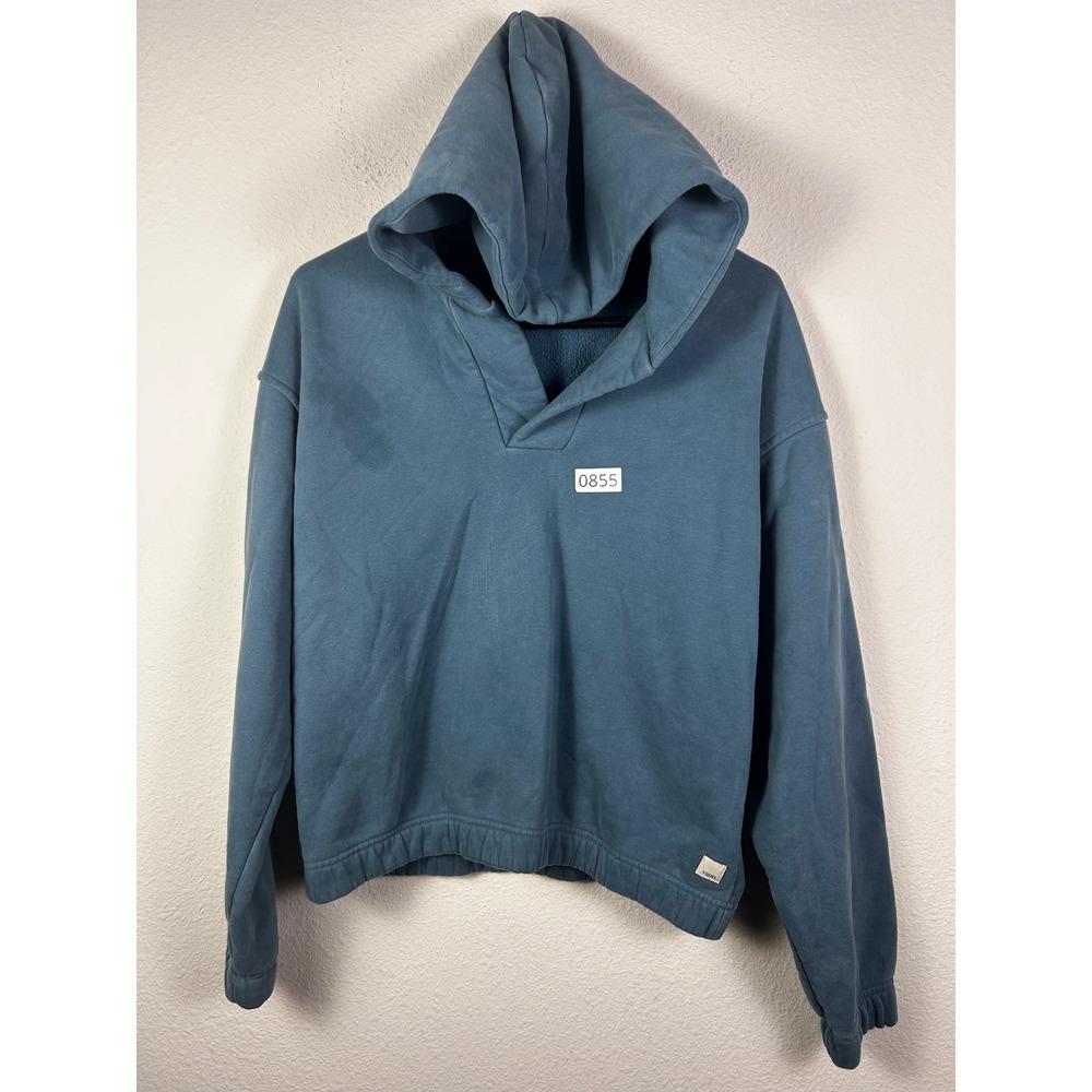 Vuori Restore Hoodie Dusty Blue Cropped V-Neck Fleece Pullover VW2042 Womens S